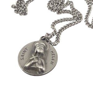 Saint Helen Silver Tone Religious Necklace